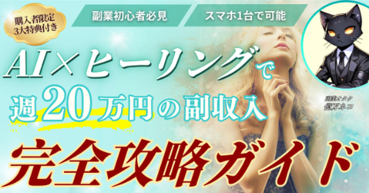 ≪スマホ1台でOK≫AI×ヒーリングで【週20万円の副収入】を稼ぐ手法の完全攻略ガイド